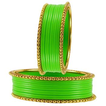 Extra Large Size  Brass & Acrylic Bangles Color Green 2