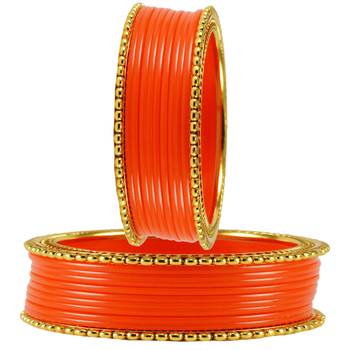 Extra Large Size  Brass & Acrylic Bangles Color Orange 2