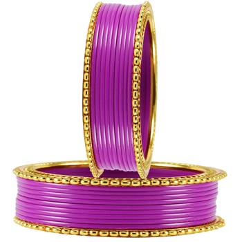 Extra Large Size  Brass & Acrylic Bangles Color Purple 2