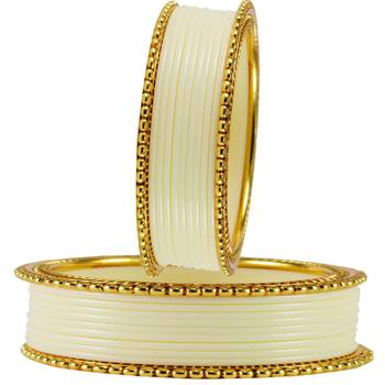 Extra Large Size  Brass & Acrylic Bangles Color White 2
