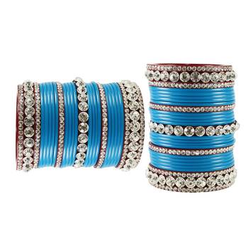 Extra Large Size  Acrylic Bangles Color Light Blue & Maroon 2
