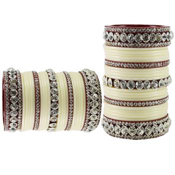 Extra Large Size  Acrylic Bangles Color Cream & Maroon 2