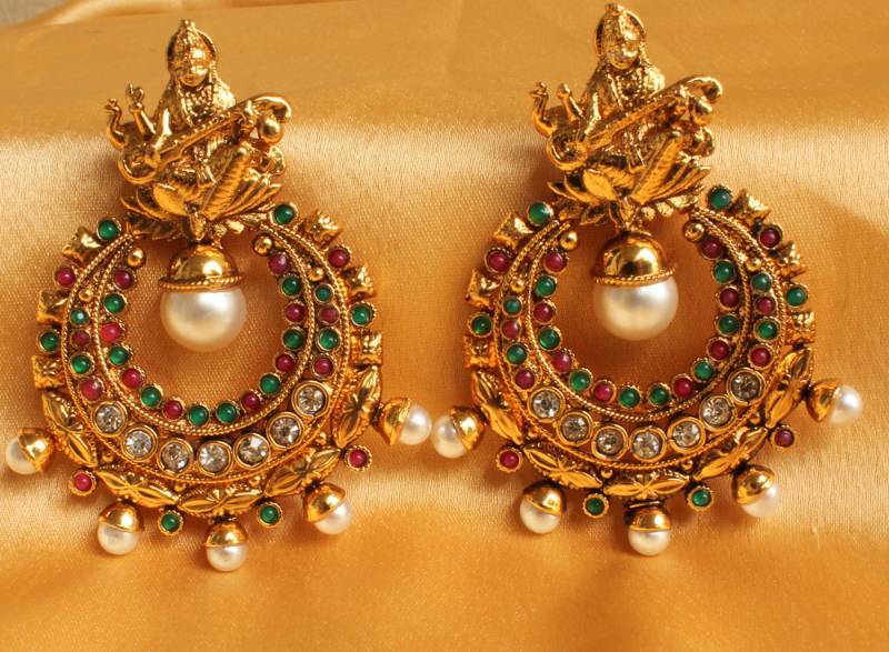 Stunning Beautiful Ram Leela Fame Bali Temple Earrings