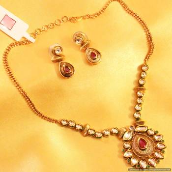 Ruby Emerald Kundan Meenakari Necklace Set 1