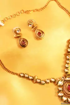 Ruby Emerald Kundan Meenakari Necklace Set