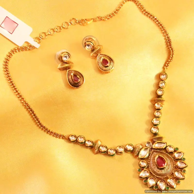 Ruby Emerald Kundan Meenakari Necklace Set