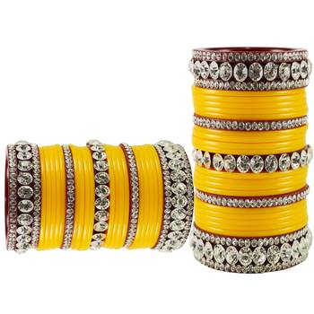 Extra Large Size  Acrylic Bangles Color Yellow & Maroon 2