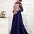 blue net embroidered semi stitiched party wear gown