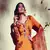 Orange Embroidered Georgette Semi Stitched Salwar With Dupatta