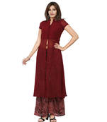 Maroon Chiffon Plain kurti