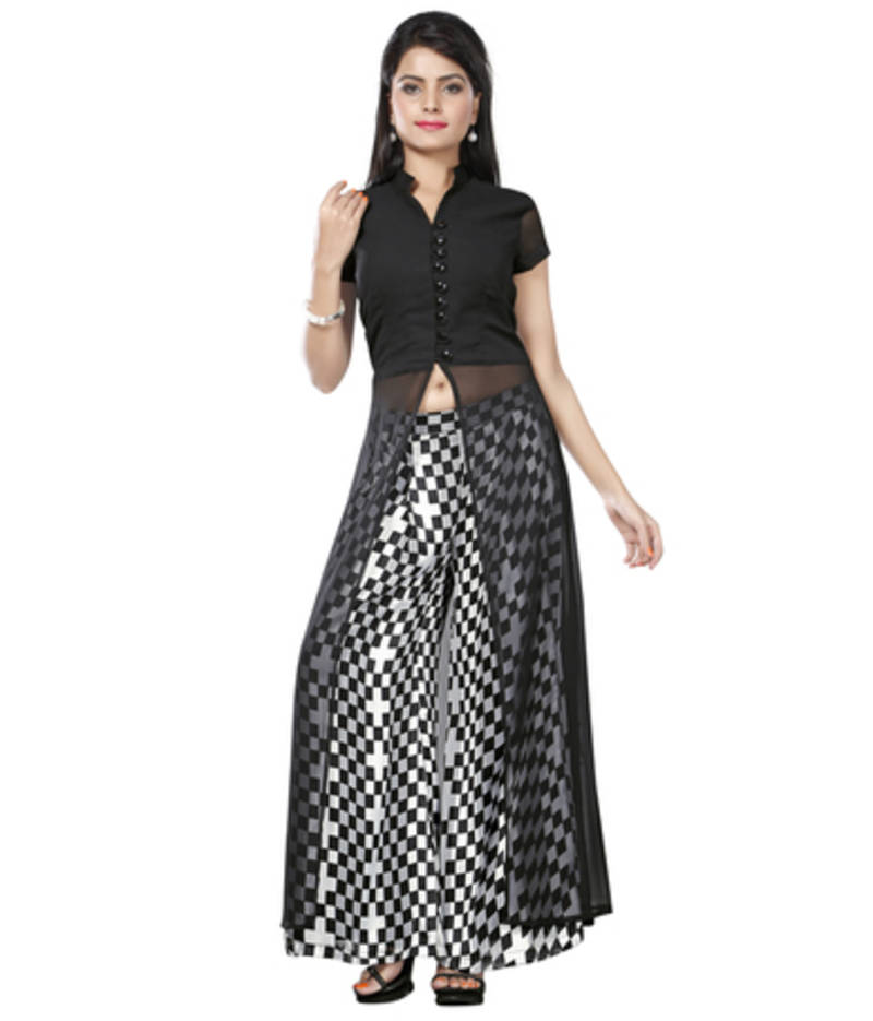 Black Chiffon Plain kurti