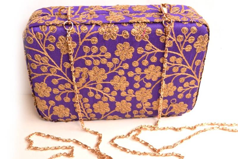 Purple clutches embroidered