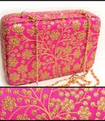 Pink clutches embroidered