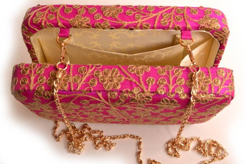 Pink clutches embroidered