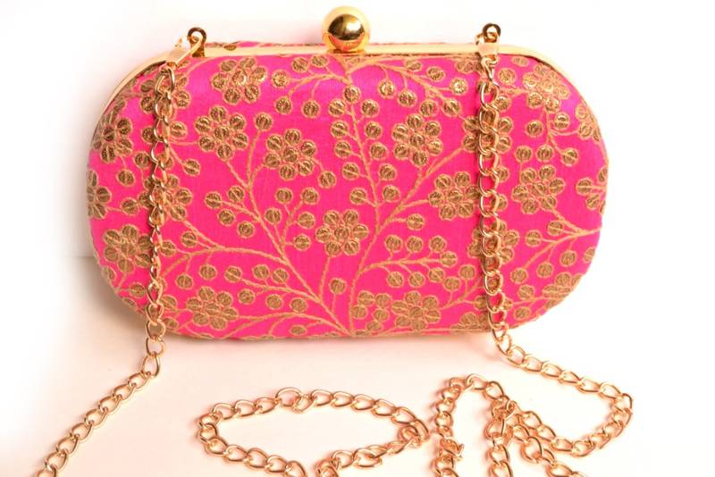 Pink clutches embroidered