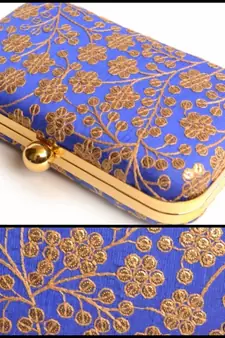 Blue clutches embroidered