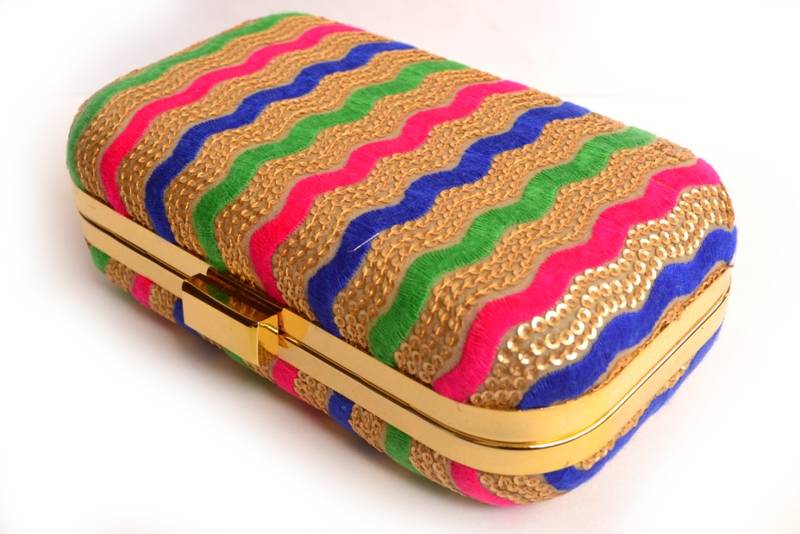 Multicolor clutches embroidered