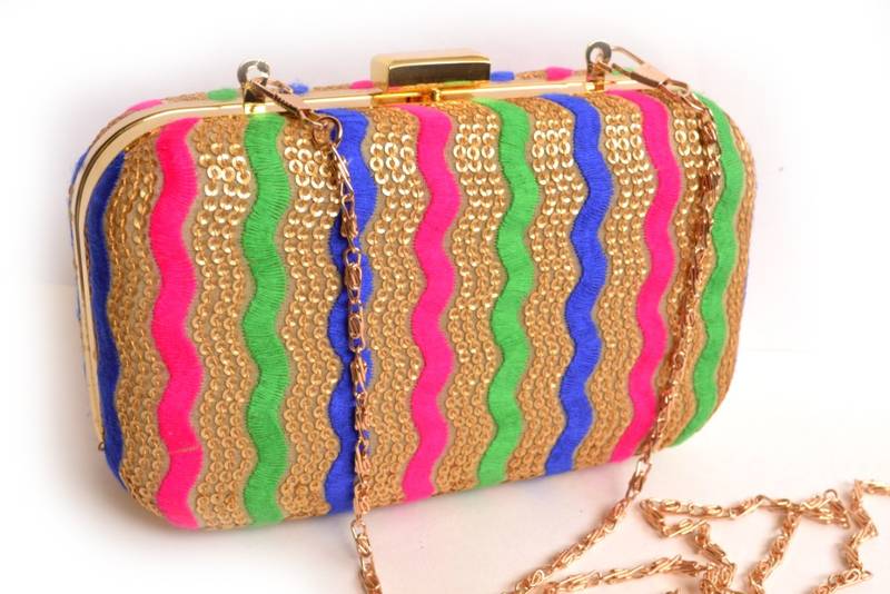 Multicolor clutches embroidered