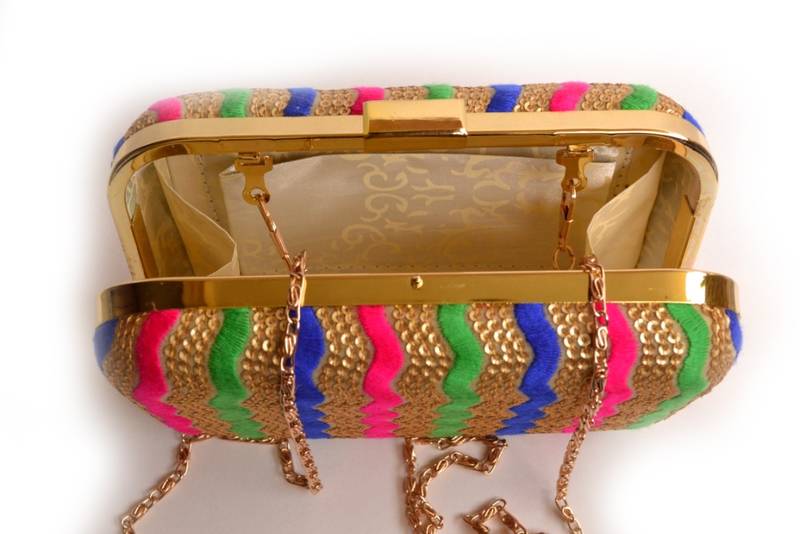 Multicolor clutches embroidered