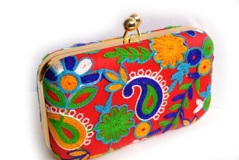 Multicolor clutches embroidered
