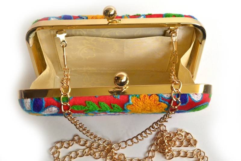 Multicolor clutches embroidered