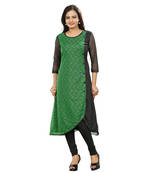 Green and Black net Plain kurti