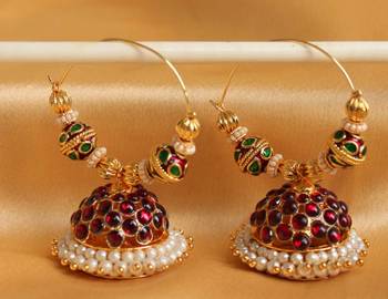Gorgeous Huge Hoop Temple Designer Earrings 1