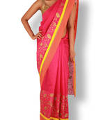 rani_pink embroidered chanderi saree with blouse