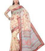 Pink printed cotton saree with blouse