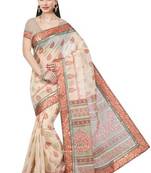 Old rose  printed cotton saree with blouse