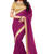 Purple plain georgette lace saree with golden blouse