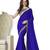 blue plain faux georgette saree with blouse