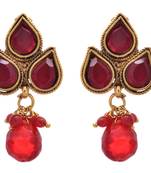 JFL - Traditional Ethnic Red Gold Designer Dangler Earring.