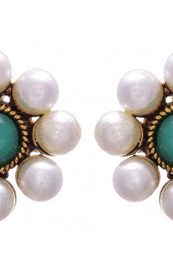 Green gold plated pearl studs