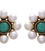Green gold plated pearl studs