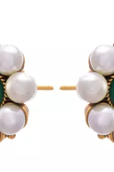 Green gold plated pearl studs