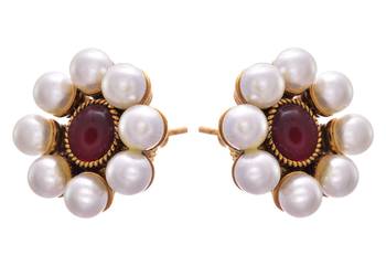 Red gold plated pearl studs 2