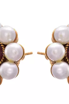 Red gold plated pearl studs