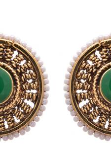 Green gold plated pearl studs