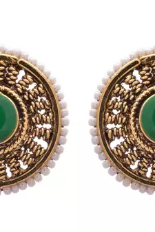 Green gold plated pearl studs