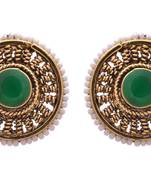 Green gold plated pearl studs