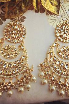 White Pearl kundan danglers drops