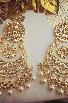 White Pearl kundan danglers drops