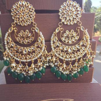 Green kundan danglers drops 1