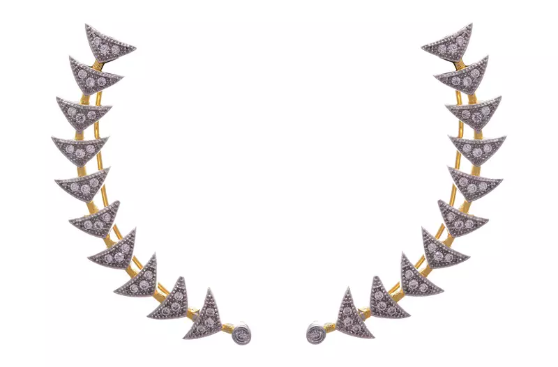 Golden gold plated american diamond ear cuffs