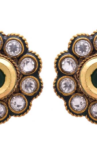 Green gold plated diamond studs