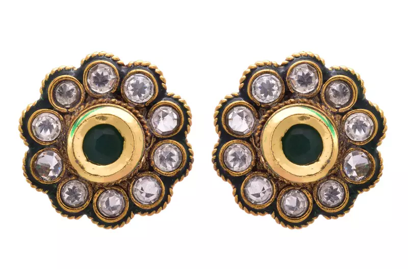 Green gold plated diamond studs