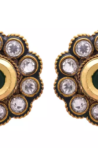 Green gold plated diamond studs