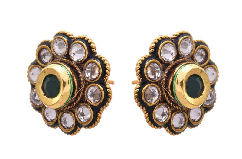 Green gold plated diamond studs