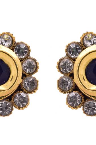 Blue gold plated diamond studs
